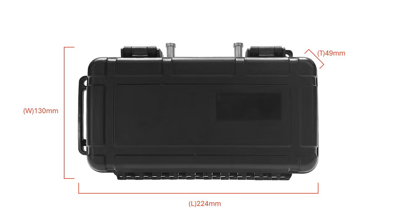 Battery front view with dimensions shown
